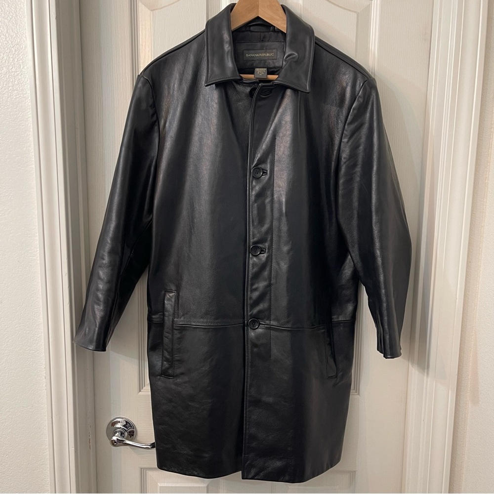 Banana Republic Leather Coat - Black.  Mens:  Medium.